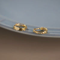 Sweet Crystal Heart-in-Heart 925 Sterling Silver Huggie Hoops