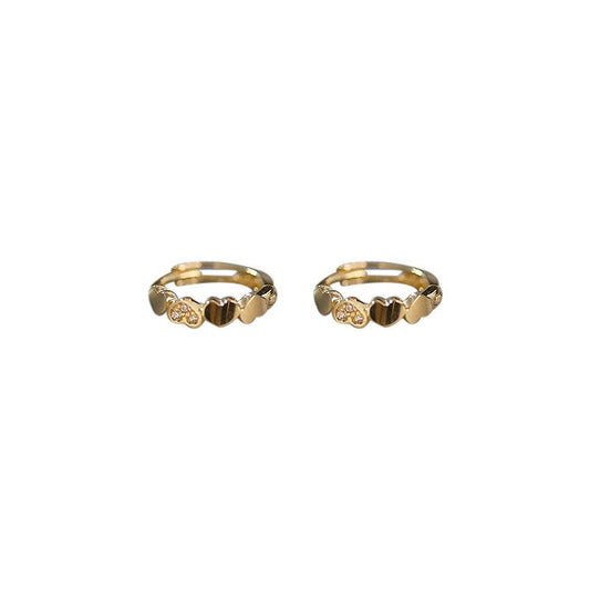 Sweet CZ Heart-in-Heart 925 Sterling Silver Huggie Hoops