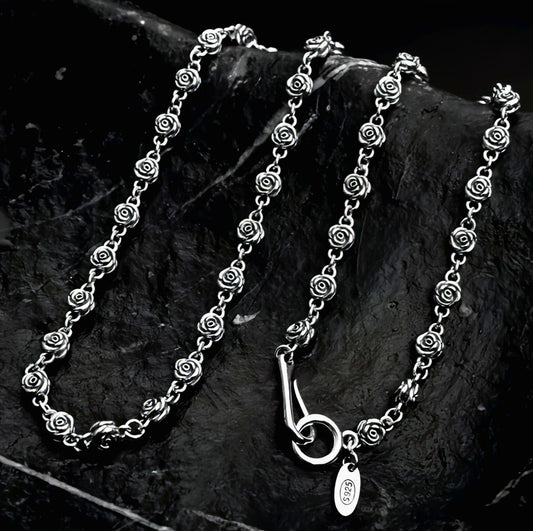 Rose Flower 925 Sterling Silver Necklace