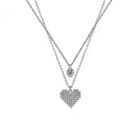 Honey Moon Geometry Crystal Heart Double-Layer Necklace