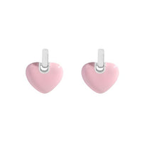 Anniversary Epoxy Heart 925 Sterling Silver Stud Earrings