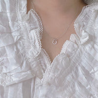 Blue Oval Crystal Necklace in 925 Sterling Silver