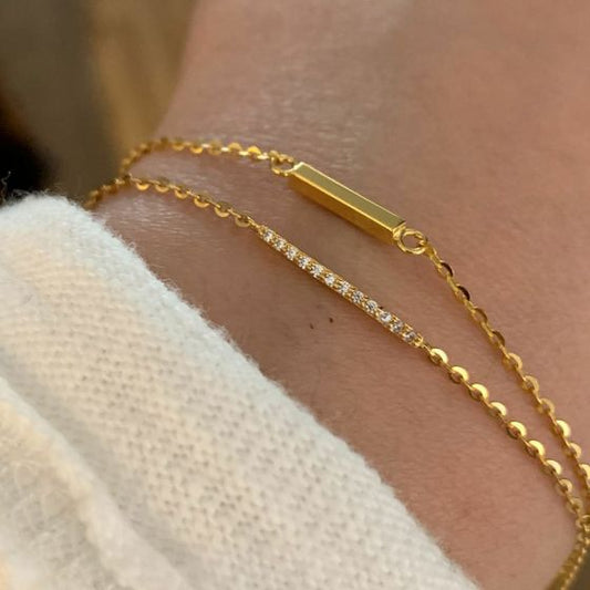 Double Layer CZ Lines Bracelet in 925 Sterling Silver