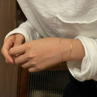 Double Layer Crystal Lines Bracelet in 925 Sterling Silver