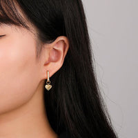 Honey Moon Heart Shell Geometry Sterling Silver Hoop Earrings