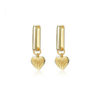 Honey Moon Heart Shell Geometry Sterling Silver Hoop Earrings