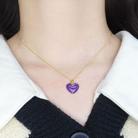 Honey Moon Epoxy Heart Necklace in 925 Sterling Silver