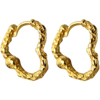Irregular Lava Heart 925 Sterling Silver Hoop Earrings