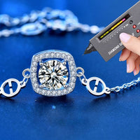 Graduation Round Moissanite Crystal Square Border Adjustable Ring