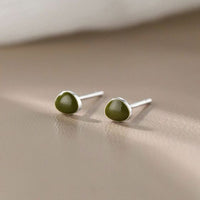 Green Avocado 925 Sterling Silver Stud Earrings