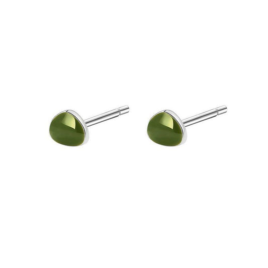 Green Avocado 925 Sterling Silver Stud Earrings