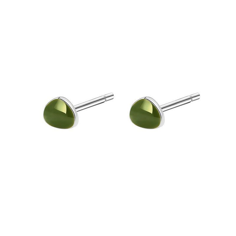 Green Avocado 925 Sterling Silver Stud Earrings
