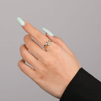 Double Layer Beaded Knot Ring, 925 Sterling Silver, Adjustable