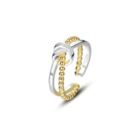 Double Layer Beaded Knot Ring, 925 Sterling Silver, Adjustable