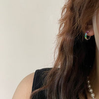 Colorful Epoxy Circle 925 Sterling Silver Huggie Hoops