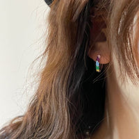 Colorful Epoxy Circle 925 Sterling Silver Huggie Hoops
