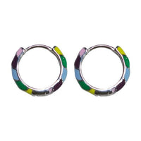 Colorful Epoxy Circle 925 Sterling Silver Huggie Hoops