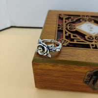 Vintage Rose Flower Adjustable Sterling Silver Ring