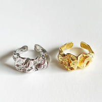 Irregular Folding Girl's Skirt 925 Sterling Silver Adjustable Ring