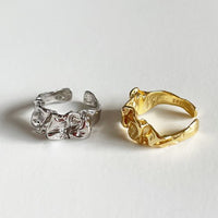 Irregular Folding Girl's Skirt 925 Sterling Silver Adjustable Ring