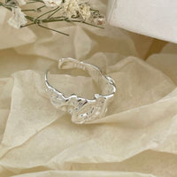 Irregular Folding Girl's Skirt 925 Sterling Silver Adjustable Ring