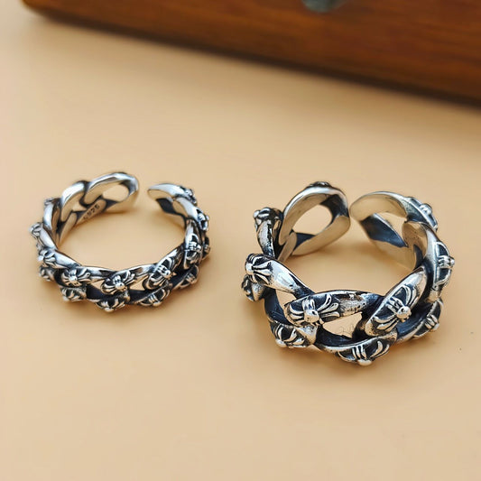 Vintage Twisted Cross Adjustable Sterling Silver Ring