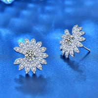 Moissanite Daisy Stud Earrings in 925 Sterling Silver
