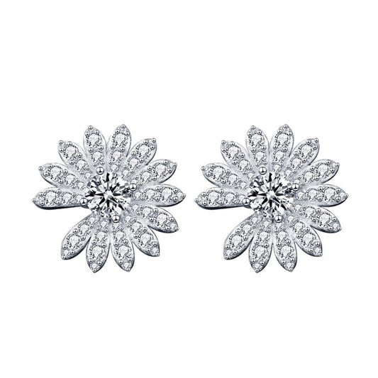 Moissanite Daisy Stud Earrings in 925 Sterling Silver