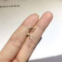 Asymmetrical Crystal Arrow Pierces Heart Stud Earrings