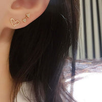 Asymmetrical Crystal Arrow Pierces Heart Stud Earrings