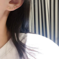 Asymmetrical Crystal Arrow Pierces Heart Stud Earrings