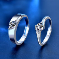 Honey Moon Adjustable Crystal Sterling Silver Couple Ring