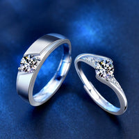 Honey Moon Adjustable Crystal Sterling Silver Couple Ring