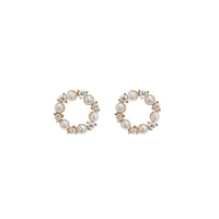 Mini Shell Pearl Crystal Sterling Silver Stud Earrings