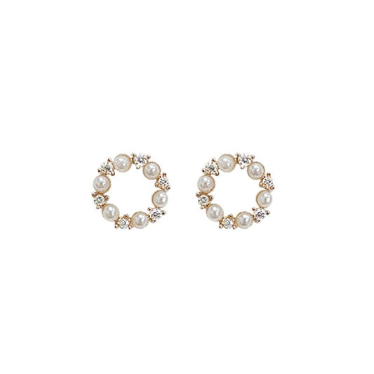 Mini Shell Pearl CZ Sterling Silver Stud Earrings