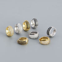 Geometry Micro Setting Crystal Huggie Hoop Earrings