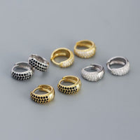 Geometry Micro Setting Crystal Huggie Hoop Earrings