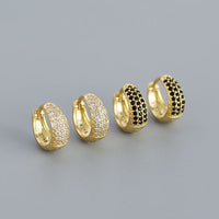 Geometry Micro Setting Crystal Huggie Hoop Earrings