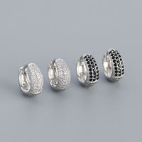Geometry Micro Setting Crystal Huggie Hoop Earrings