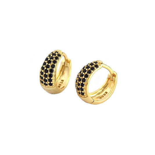 Geometry Micro Setting CZ Huggie Hoop Earrings