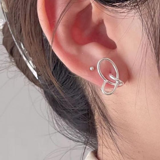 Messy Lines Cross 925 Sterling Silver Stud Earrings