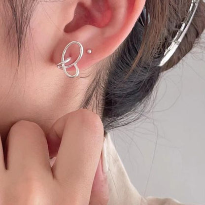 Messy Lines Cross 925 Sterling Silver Stud Earrings