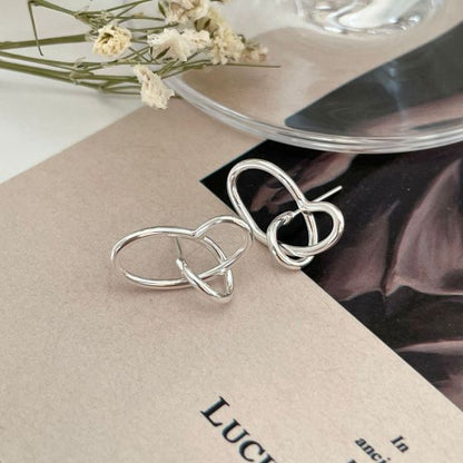 Messy Lines Cross 925 Sterling Silver Stud Earrings