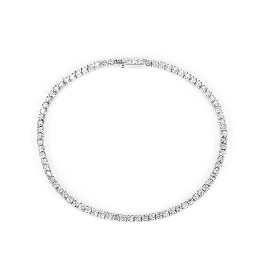 Princess-Cut Crystal Tennis Bracelet in 925 Sterling Silver