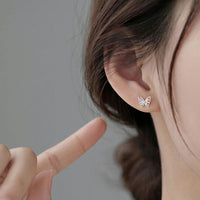 Mini Crystal Butterfly Stud Earrings, 925 Sterling Silver