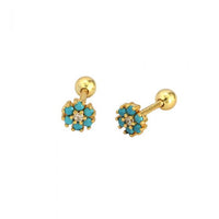 Mini Colorful Crystal Flower Sterling Silver Stud Earrings