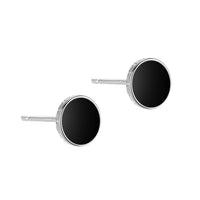 Holiday Round Black Epoxy 925 Sterling Silver Stud Earrings