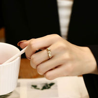 Crystal Bow Knot Adjustable Ring, .925 Sterling Silver