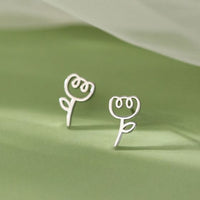 Hollow Tulip Flower 925 Sterling Silver Stud Earrings