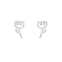 Hollow Tulip Flower 925 Sterling Silver Stud Earrings